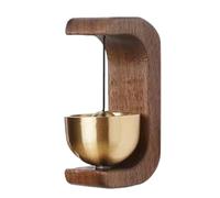 Timbre Magnético De Puerta - Alarma De Campanilla De Madera con Acabado Latón Y Espalda Adhesiva | Campana De Tendero Magnética para De Puerta Corrediza | Notificación De Restaurante T