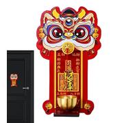 Timbre magnético para puerta, de león de año nuevo chino, campanilla magnética de madera, para dormitorio, aula, garaje, frontal, exterior, interior, entrada, tienda, oficina en casa