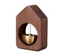Timbre magnético - Timbre de viento hecho a mano de cobre, colgante de madera, timbre de entrada ligero y liso para armario de manija de puerta con instalación sencilla para el hogar,