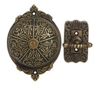 Timbre mecánico inalámbrico A29, giro a mano, latón macizo, con acabado de latón antiguo, vintage decorativo antiguo victoriano con fácil instalación