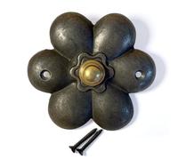 Timbre victoriano de hierro fundido con diseño de flores, 90 mm, estilo antiguo, con alambre, para puerta delantera