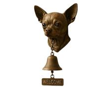 Timbres divertidos para perros, campanilla decorativa rústica vintage para fijar a la pared, decoración de pared con campana en forma de cabeza de perro para porche jardín patio casa