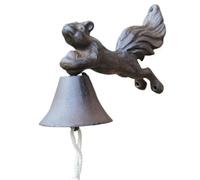 Timbres Metal Montado Pared Figuras retro de ardillas, decoración hierro fundido, campana manivela, anillo bienvenida vintage metal for pared, estilo rústico for jardín o hogar
