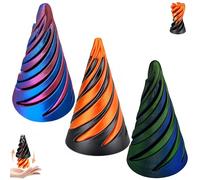 TIMCHESS 3 piezas de juguete para ansiedad de cono y espiral imposible, estampado en 3D, escultura de paso de pirámide y cono en espiral para adultos (naranja, verde y morado)