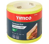 TIMCO 231541 - Rollo de papel de lija (grano 60, 115 mm x 10 m), color amarillo