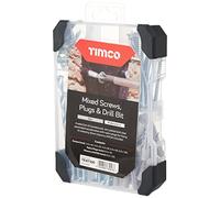 TIMCO Bandeja mixta - Tornillos Plug & Drill Bit - Zinc - 91 piezas - Una selección de tornillos avellanados, chapados en zinc y pasivados transparentes con tapones de nailon para fijación a