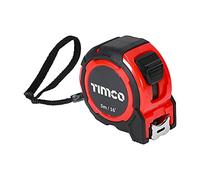 TIMCO Cinta métrica de 5 m, 5 m x 25 mm, con botón de bloqueo, clip para cinturón y correa de mano, cinta métrica e imperial