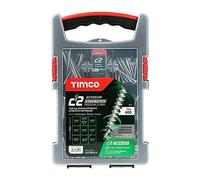 TIMCO - Tornillos multiusos C2 Strong-Fix Exterior Premium - Paquete de agarre mixto - PZ - Doble avellanado - Plata - 600 piezas