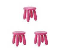 Timcryxient Juego de 3 taburetes de plástico para niños, para sala de estar, cambiantes, estribo grueso, banco pequeño, antideslizante, muebles para niños, rosa y rojo
