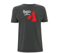 Time 4 Tee an American Werewolf in London - Camiseta de Manga Corta, diseño de Lobo Inspirado en el Mapa del Reino Unido Gris Gris M