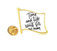 Time and wait for no man - Pin de solapa con la bandera de metal dorado