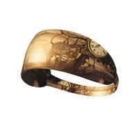 Time Clock - Diadema deportiva elástica estampada adecuada para correr, fitness, tenis, yoga