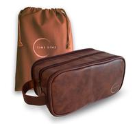 Time Dime Neceser de alta calidad para hombre con bolsa con cordón, organizador de viaje duradero resistente al agua con aspecto de cuero para afeitado, aseo e higiene esenciales, Marrón (Chestnut
