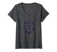 Time for Wine O'Clock Elegant Wine Lover'S Camiseta Cuello V, Mujer, Jaspeado Oscuro, S