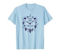 Time for Wine O'Clock Elegant Wine Lover'S Camiseta, Hombre, Azul Bebé, S