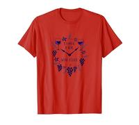 Time for Wine O'Clock Elegant Wine Lover'S Camiseta, Hombre, Rojo, XXL