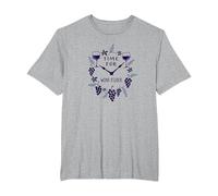 Time for Wine O'Clock Elegant Wine Lover'S Camiseta, Hombre Tallas Grandes, Gris Jaspeado, 2X Alto