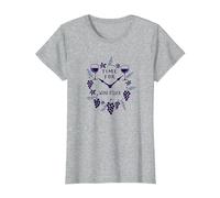Time for Wine O'Clock Elegant Wine Lover'S Camiseta, Mujer, Gris Jaspeado, S