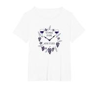 Time for Wine O'Clock Elegant Wine Lover'S Camiseta, Mujer Tallas Grandes, Blanco, 5XL Grande