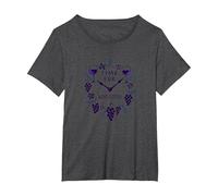 Time for Wine O'Clock Elegant Wine Lover'S Camiseta, Mujer Tallas Grandes, Jaspeado Oscuro, 6XL Grande