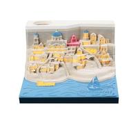 Time Piece Calendar 2026, Roman Colosseum Calendar, 3D Paper Carving Art Memo Pad with DIY Tear Away Page for Office Desk Decor Home Decoration Holiday (Santorini)