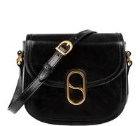 Time Resistance Bolso Bandolera de Cuero de Grano Completo - Bolso de Hombro con Cierre Magnético - Bolso de Cuero para Mujer (Negro)