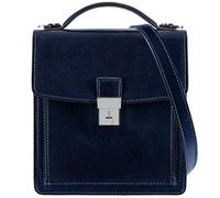 Time Resistance Bolso Bandolera para Hombre y Mujer de Cuero - Maletín Portadocumentos de Mano en Cuero Color Azul