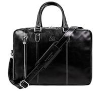 Time Resistance Bolso Bandolera para Hombre y Mujer de Cuero - Maletín Portadocumentos de Mano en Cuero, Color Negro