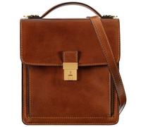 Time Resistance Bolso Bandolera para Hombre y Mujer de Cuero - Maletín Portadocumentos de Mano en Cuero Color Marrón Coñac