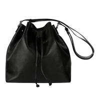 Time Resistance Bolso de Cuero Tipo Cubo - Bolso de Mano de Cuero de Grano Completo para Mujer - de Hombro Hecho a Mano en Italia (Negro)