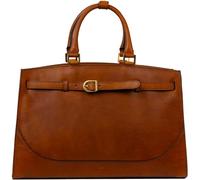 Time Resistance Bolso de Mano de Cuero para Mujer - Bolso Tote de Cuero de Grano Completo - Bolso de Hombro con Asa Superior (Marrón Coñac)