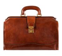 Time Resistance Bolso de Médico de Cuero - Maletín de Cuero Estilo Vintage para Hombre y Mujer (Marrón Coñac)