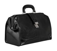 Time Resistance Bolso de Médico de Piel - Bolso de Mano de Piel Estilo Vintage - Maletín de Piel para Hombre y Mujer (Negro)
