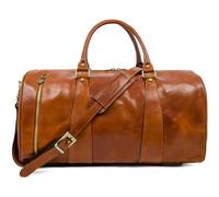 Time Resistance Bolso de Viaje de Cuero para Hombre y Mujer - Bolsa de Cuero para Fin de Semana o Deporte con Cómodos Espacios, Color Marrón