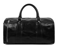 Time Resistance Bolso de Viaje de Piel para Hombre y Mujer - Bolsa de Cuero para Fin de Semana o Deporte con Cómodos Espacios, Color Negro