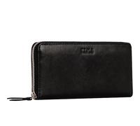 Time Resistance Cartera Minimalista de Cuero - Cartera Continental de Cuero de Grano Completo Hecha a Mano en Italia - Porta Tarjetas y Efectivo Delgado (Negro)