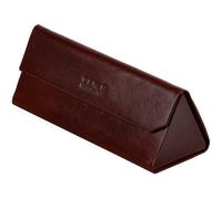 Time Resistance Estuche de Gafas de Cuero - Estuche Rígido de Cuero para Gafas - Funda para Gafas de Sol con Cierre Magnético - Hecho a Mano en Italia (Marrón)