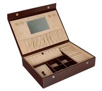 Time Resistance Joyero De Cuero - Organizador De Joyas De Plena Flor - Caja De Almacenamiento De Accesorios Para Mujer - Joyero De Cuero Genuino (Marrón)