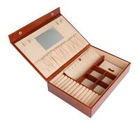 Time Resistance Joyero De Cuero - Organizador De Joyas De Plena Flor - Caja De Almacenamiento De Accesorios Para Mujer - Joyero De Cuero Genuino (Marrón Coñac)