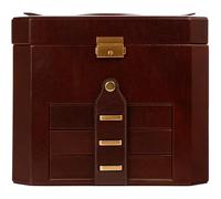 Time Resistance Joyero de Cuero - Organizador de Joyería de Cuero de Grano Completo - Caja de Almacenamiento con Bloqueo de Llave para Mujer