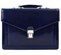 Time Resistance Maletín de Cuero - Diseño Clásico Hecho a Mano con Compartimento para Portátil (Azul)