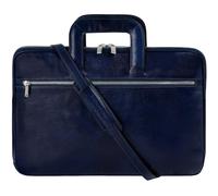 Time Resistance Maletín de Cuero Fino - Bolso de Cuero Italiano Hecho a Mano para Computadora - Bolso para Computadora Portátil (Azul)