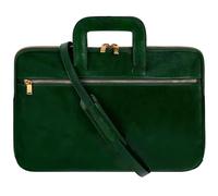Time Resistance Maletín de Cuero Fino - Bolso de Cuero Italiano Hecho a Mano para Computadora - Bolso para Computadora Portátil (Verde)