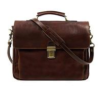 Time Resistance Maletín de cuero para laptop, hecho a mano, correa desmontable, bolso de hombro, bolso de negocios, unisex, Marrón, Large
