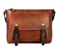 Time Resistance Maletín de Mensajero de Cuero Bolso de Hombro de Cuero de Grano Completo para Hombres y Mujeres, Coñac