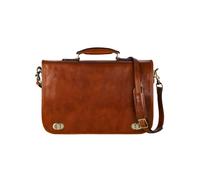 Time Resistance Bolso Bandolera para Hombre y Mujer de Cuero - Maletín Portadocumentos de Mano en Cuero Color Marrón Cognac