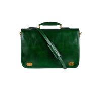 Time Resistance Bolso Bandolera para Hombre y Mujer de Cuero - Maletín Portadocumentos de Mano en Cuero (Verde)