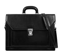 Time Resistance Maletín Para Hombres Hecho de 100% Cuero - Hecho a Mano en Italia - Bolso de Trabajo - Bolso de Negocios - Bolso de Hombro Negro