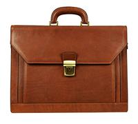Time Resistance Maletín Para Hombres Hecho de 100% Cuero - Hecho a Mano en Italia - Bolso de Trabajo - Bolso de Negocios - Bolso de Hombro Marrón Coñac