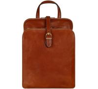 Time Resistance Mochila de piel - convertible en bolsa de hombro - Mochila de viaje de cuero real de grano completo para mujer, Marrón (Cognac Brown), 10.4x3.94x13.4 inches, Classic